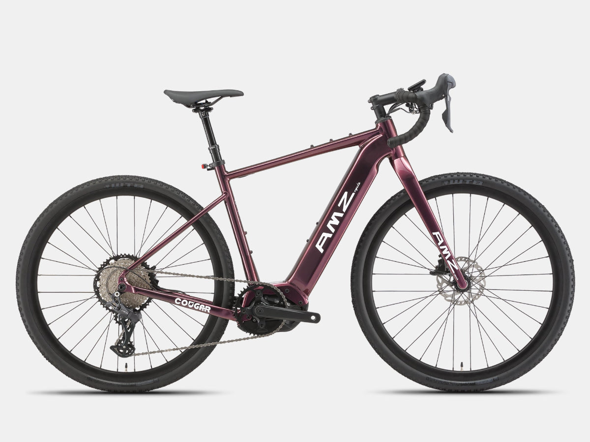 AMZcycle Cougar Electric Gravel Bike 48V 720Wh Battery 500W Motor (Peak 750W) – Crimson Purple S