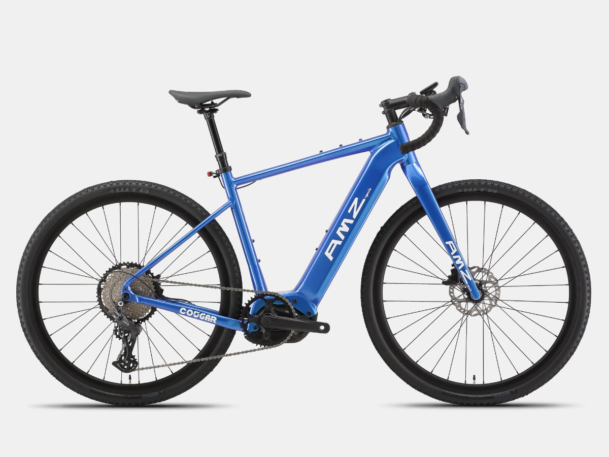blue gravel bike AMZcycle Cougar Electric Gravel Bike 48V 720Wh Battery 500W Motor (Peak 750W) – Starlit Blue L