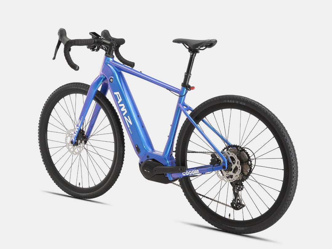 gravel bike top speed AMZcycle Cougar Electric Gravel Bike 48V 720Wh Battery 500W Motor (Peak 750W) – Starlit Blue L